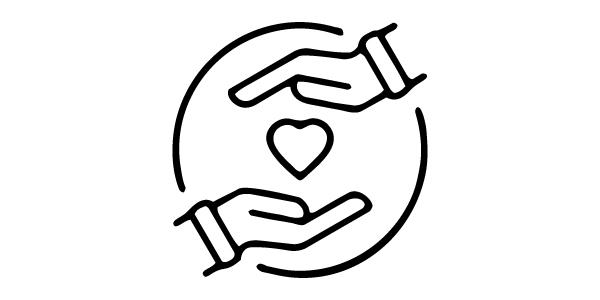 Icon of two hands and a heart.