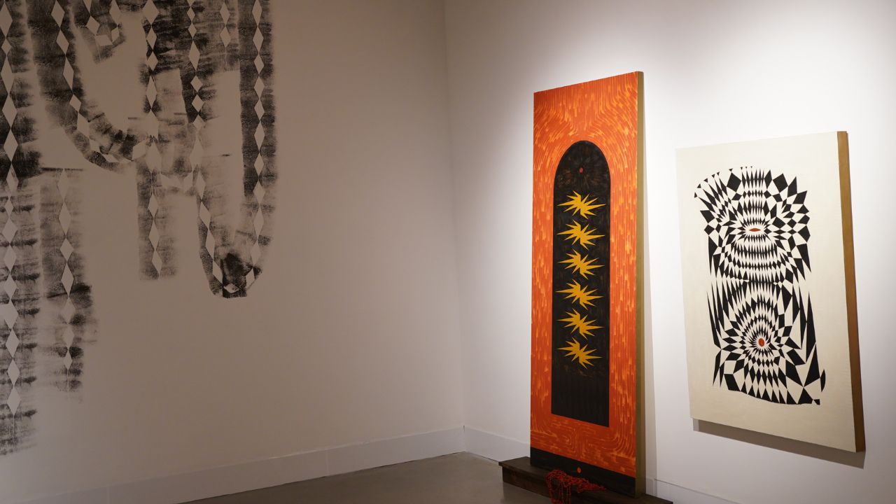 Interior of Wenatchee Campus MAC Gallery showing an exhibit