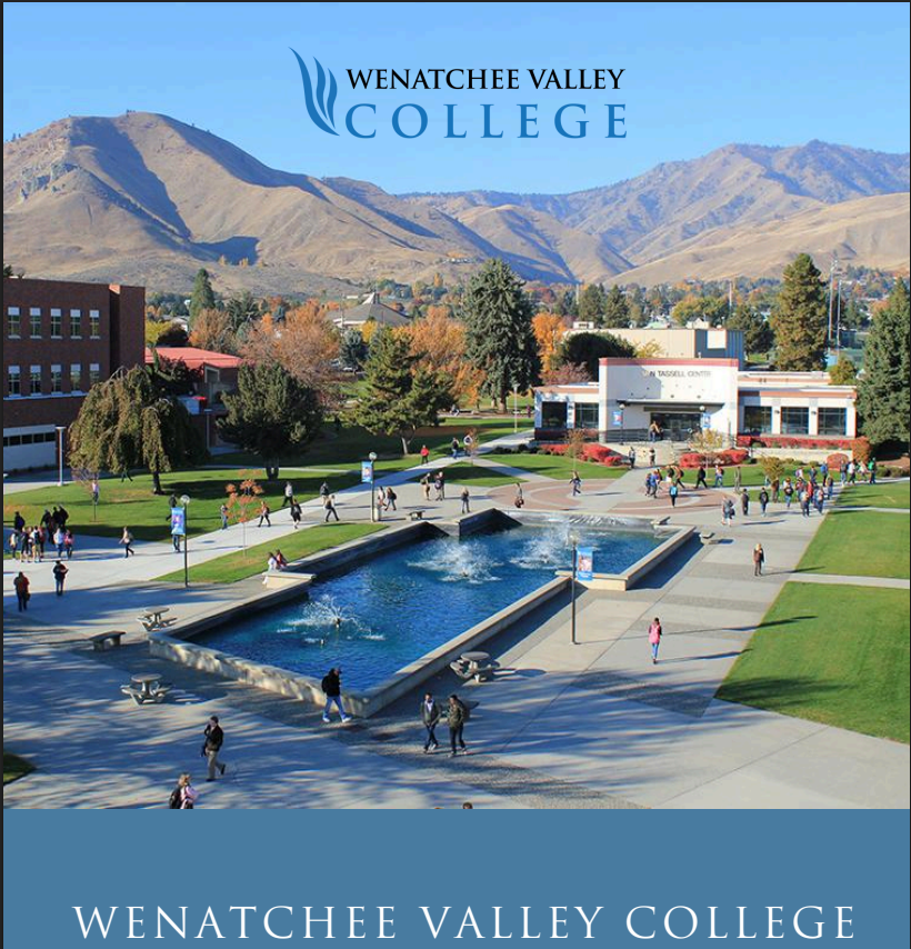 The cover of the 2025-2026 featuring a photo of students walking around the college fountain